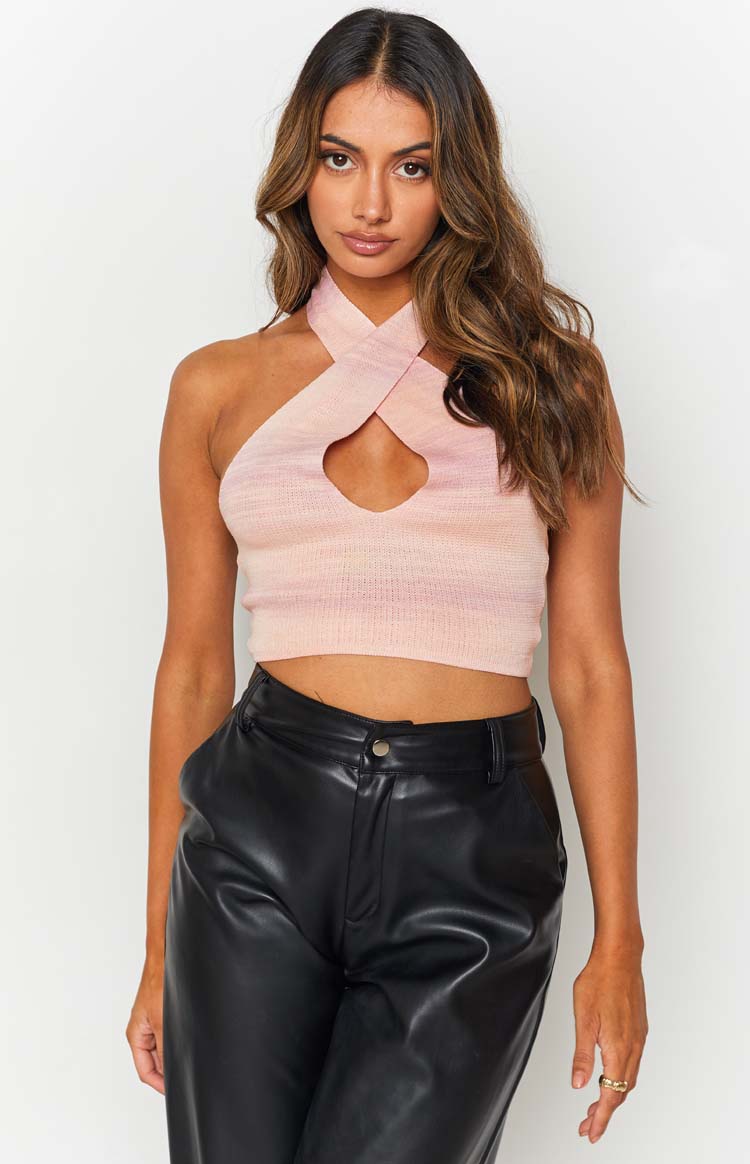 Juliana Knit Halter Top Pink Image