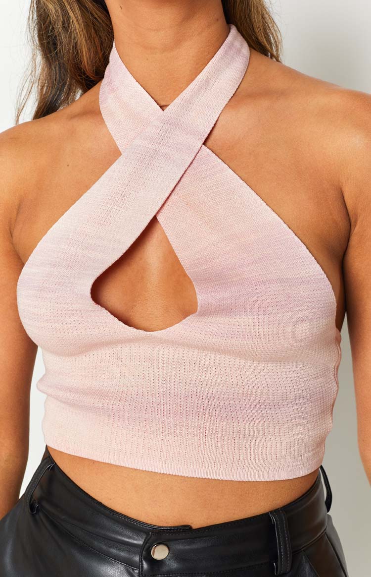 Juliana Knit Halter Top Pink Image