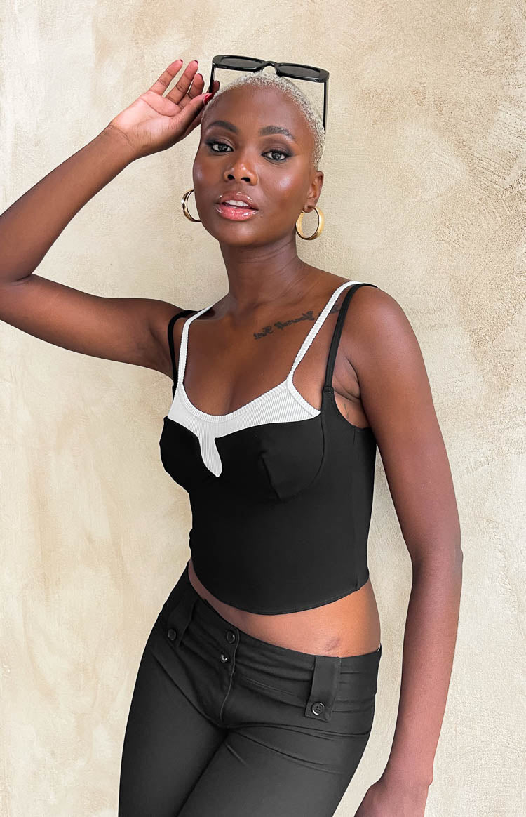 Junice Black Double Layered Crop Top Image