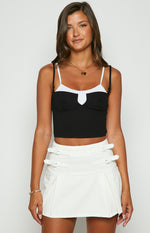 Junice Black Double Layered Crop Top Image