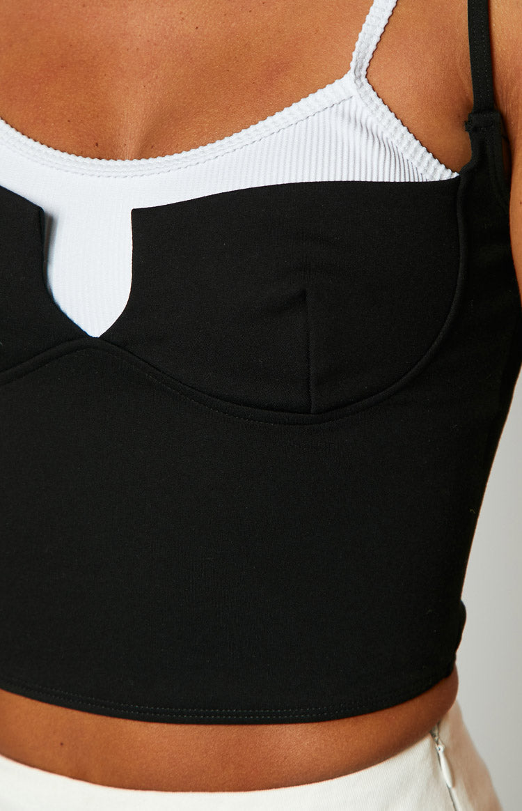 Junice Black Double Layered Crop Top Image