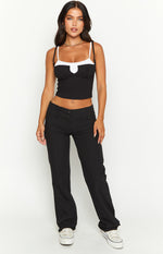Junice Black Double Layered Crop Top Image
