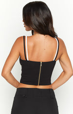Junice Black Double Layered Crop Top Image