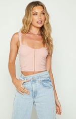 Kala Pink Rib Corset Top Image