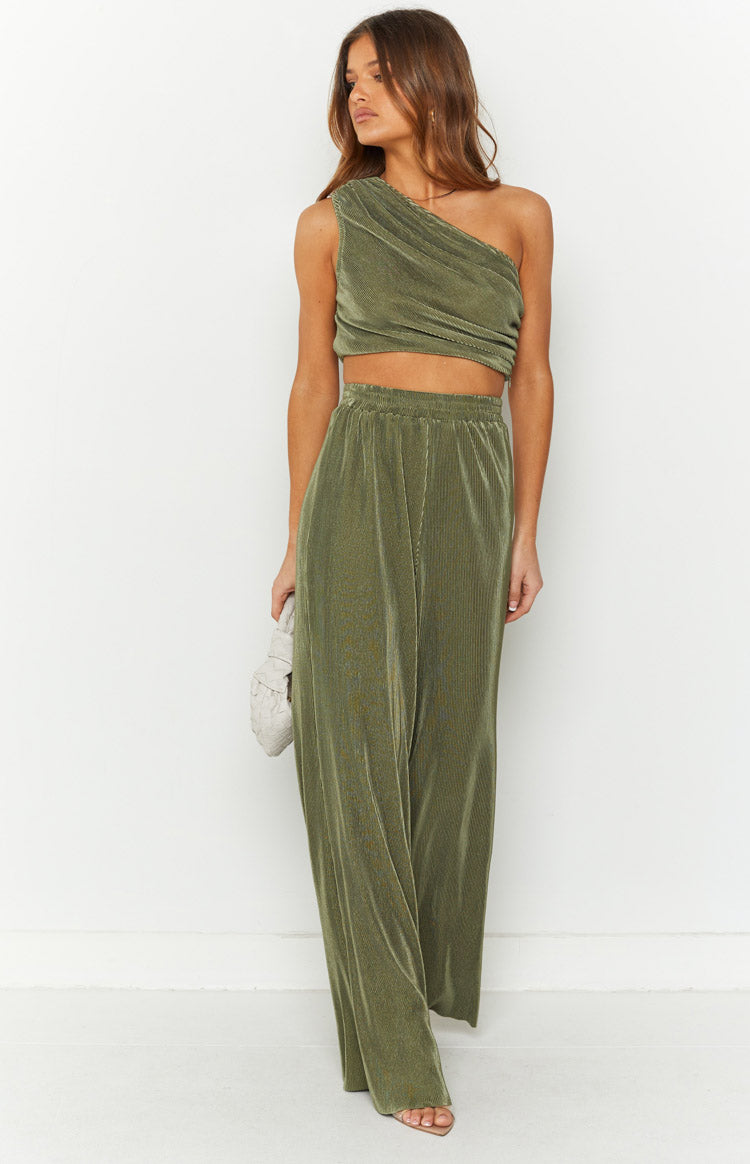 Lailah Khaki One Shoulder Crop Top Image