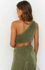 Lailah Khaki One Shoulder Crop Top Image