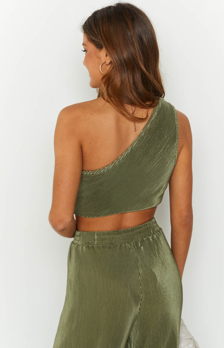 Lailah Khaki One Shoulder Crop Top Image