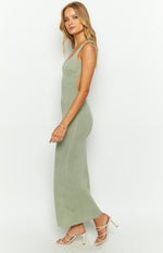 Lottie Khaki Knit Maxi Dress Image