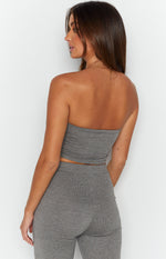 Maggie Grey Knitted Bandeau Crop Top Image