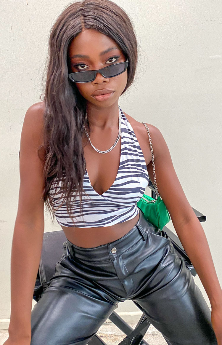 Polly V Neck Crop Zebra Image