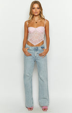 Resist You Pink Lace Bustier Top Image