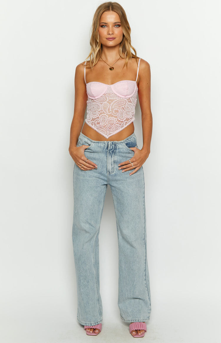 Resist You Pink Lace Bustier Top Image