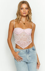 Resist You Pink Lace Bustier Top Image