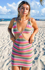 Riviera Stripe Mini Dress Multi Image