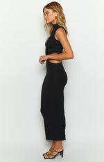 Rosah Black High Neck Maxi Dress Image
