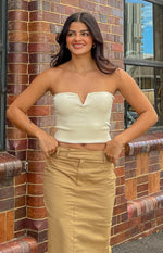 Rue Cream Knit V-Tube Top Image