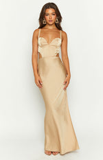 Sarah Champagne Corset Formal Maxi Dress Image