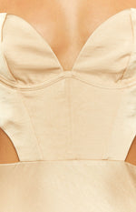 Sarah Champagne Corset Formal Maxi Dress Image