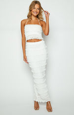 Shake it Off White Chiffon Midi Skirt Image