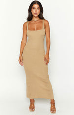 Shiloh Tan Knit Midi Dress Image