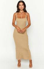 Shiloh Tan Knit Midi Dress Image