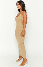 Shiloh Tan Knit Midi Dress Image