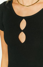 Sienna Black Knit Cut Out Playsuit Image