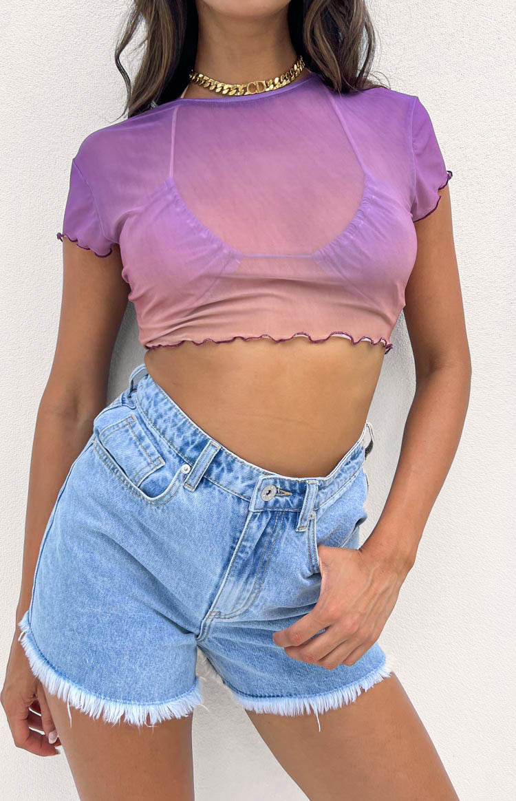 Sunset Purple Mesh Top Image