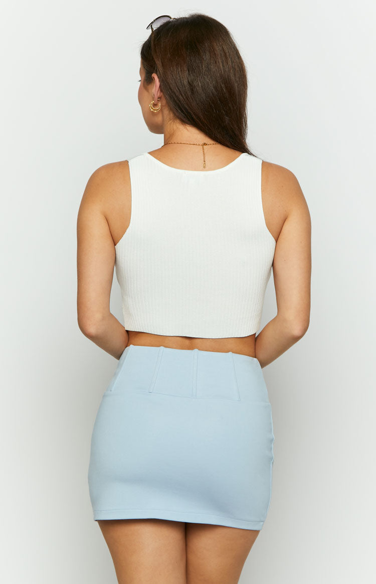 Talisha Baby Blue Corset Waist Mini Skirt Image
