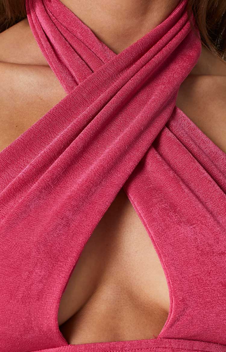 Tia Pink Cross Neck Top Image
