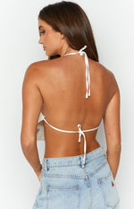 Tully White Lace Satin Top Image