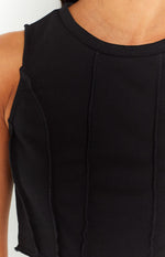 Xandra Black Crop Tank Top Image