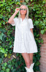 Frances White Linen Tiered Dress Image