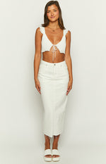 Isla White Denim Midi Skirt Image